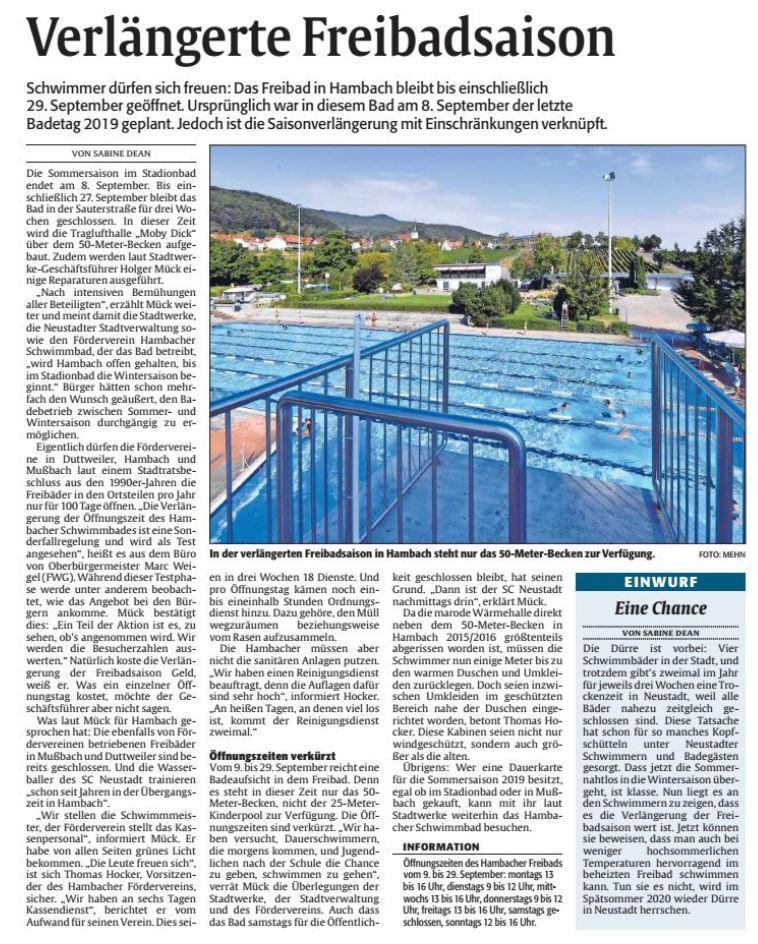 Freibad Hambach länger auf